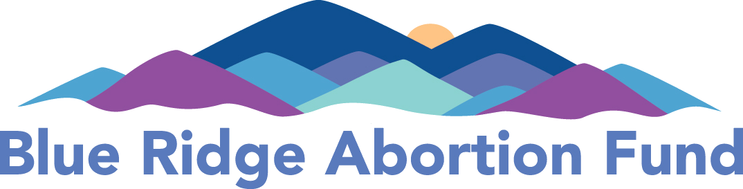 The Blue Ridge Abortion Fund logo of a mountain range, with the words "Blue Ridge Abortion Fund" below.